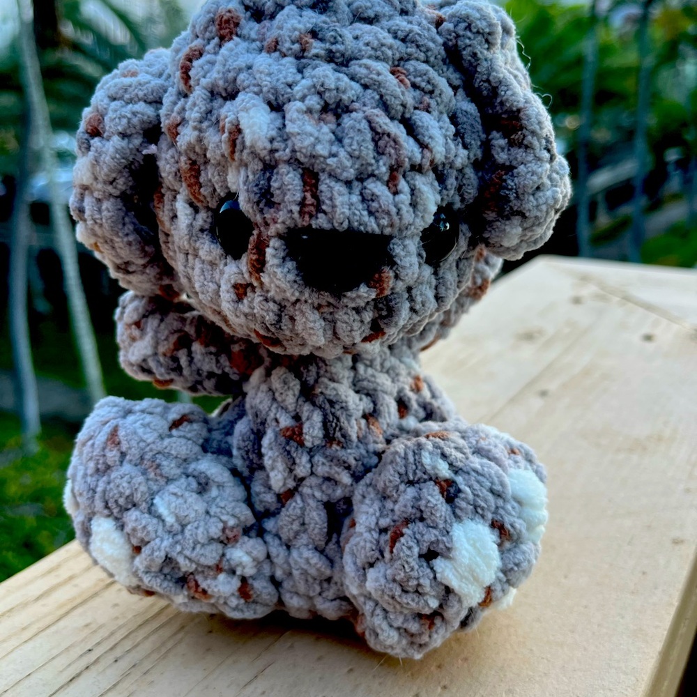 Plush crocheted puppy dog